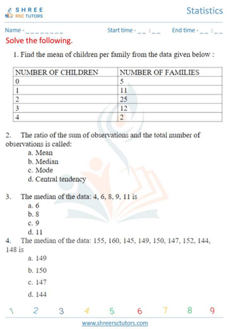 Grade 10  Maths worksheet: Statistics