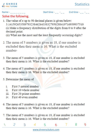 Grade 10  Maths worksheet: Statistics