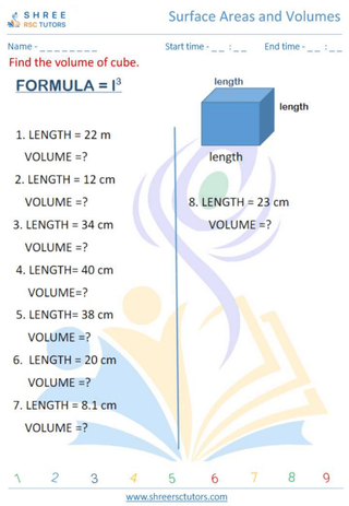 Grade 10  Maths worksheet: Surface Areas and Volumes