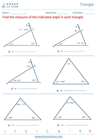 Grade 10  Maths worksheet: Triangle