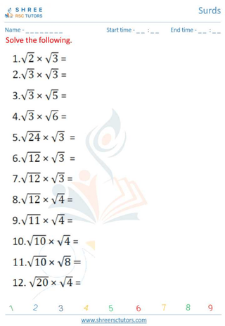 Grade 12  Maths worksheet: Surds