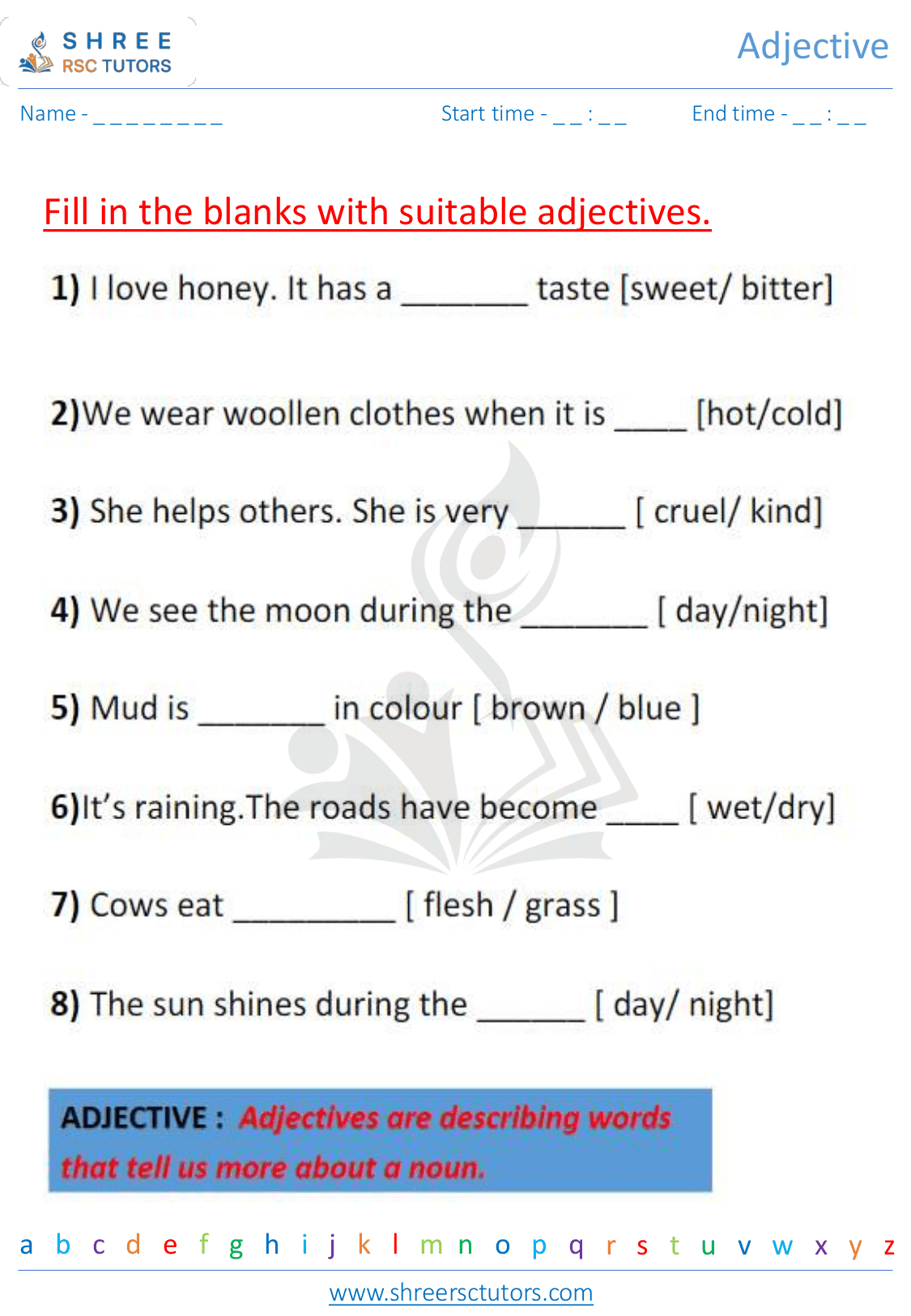 Grade 2  English worksheet: Adjectives