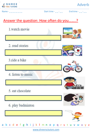 Grade 2  English worksheet: Adverbs