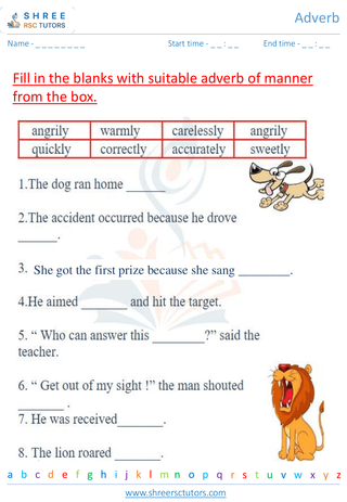 Grade 2  English worksheet: Adverbs