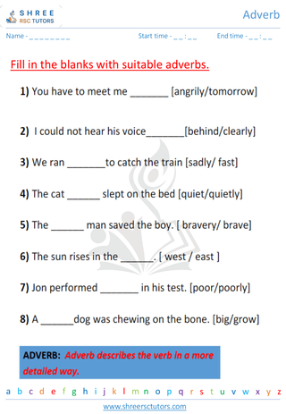 Grade 2  English worksheet: Adverbs