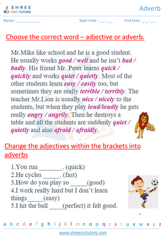 Grade 2  English worksheet: Adverbs
