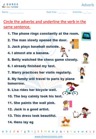 Grade 2  English worksheet: Adverbs