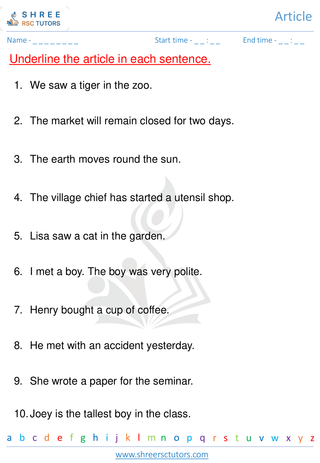 Grade 2  English worksheet: Articles