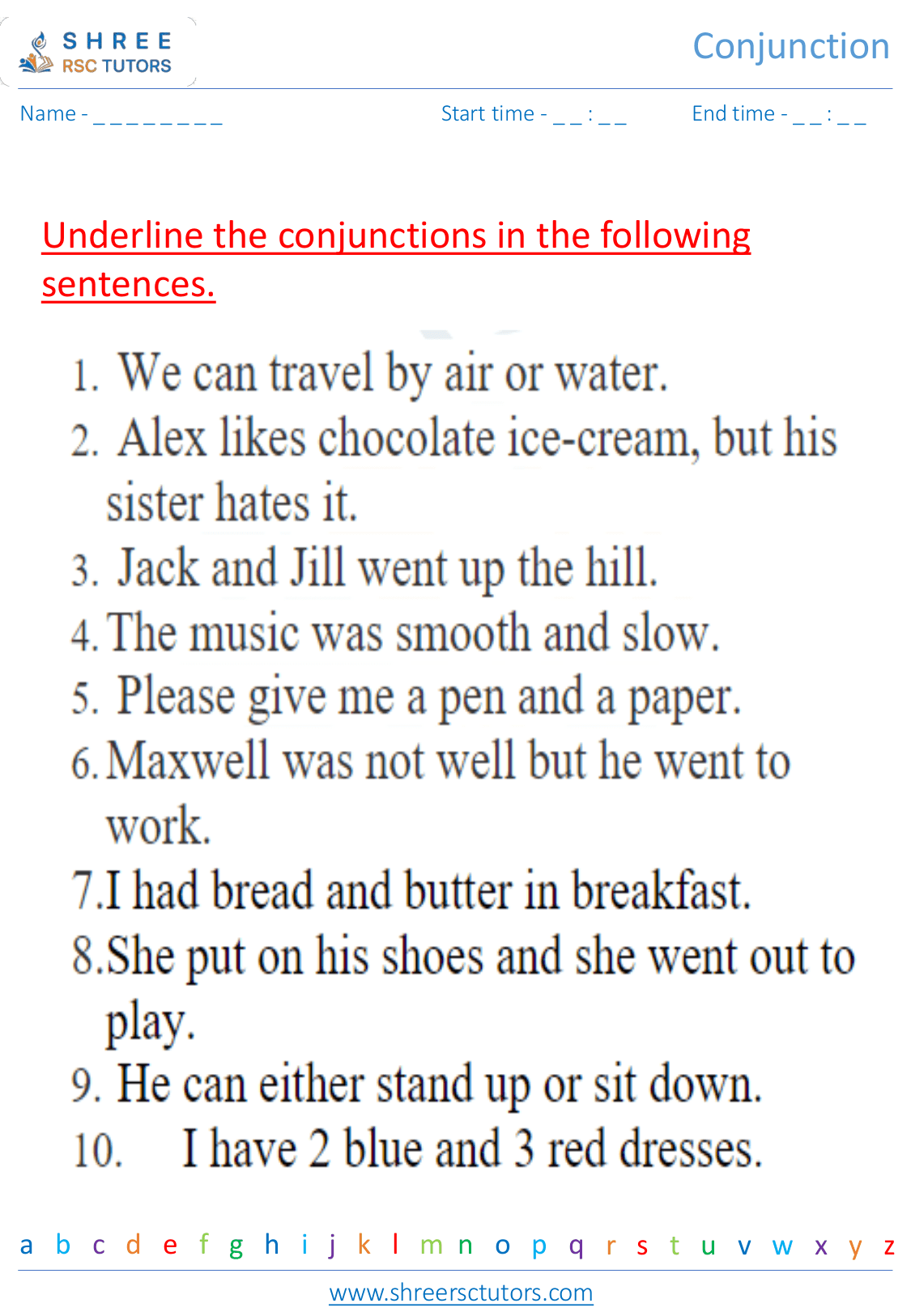 Grade 2  English worksheet: Conjunctions