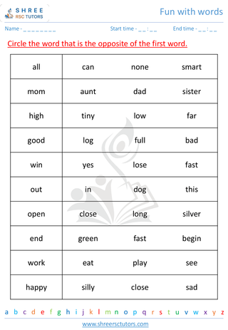 Grade 2  English worksheet: Fun with words