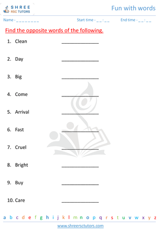 Grade 2  English worksheet: Fun with words