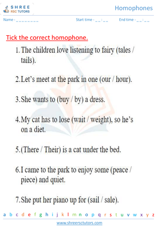 Grade 2  English worksheet: Homophones