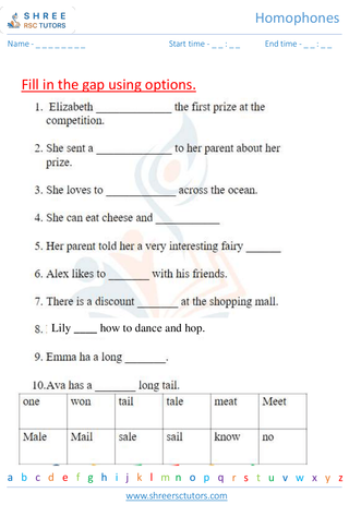 Grade 2  English worksheet: Homophones