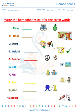 Grade 2  English worksheet: Homophones