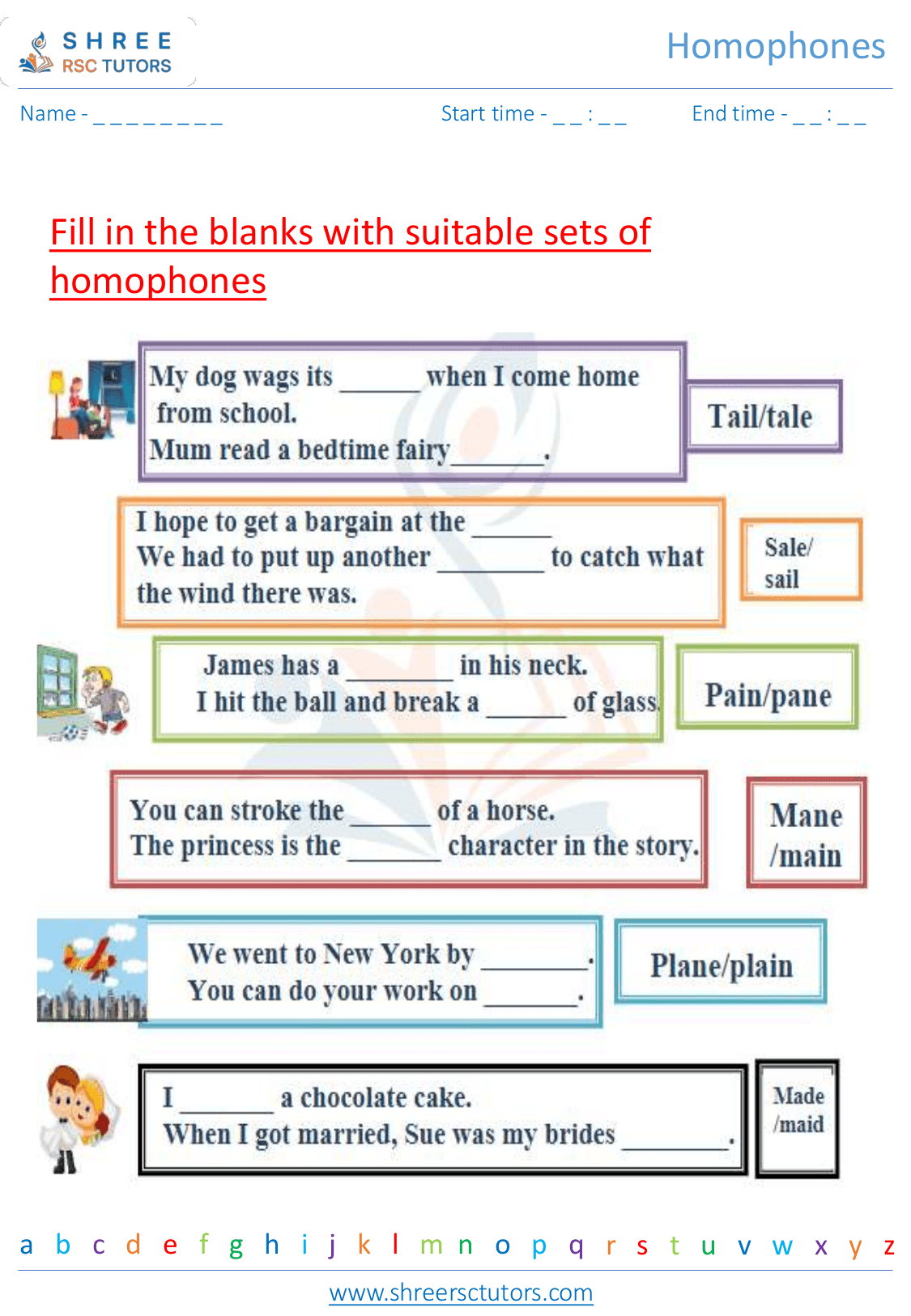 Homophones worksheets for Grade 2 English | shree rsc tutors