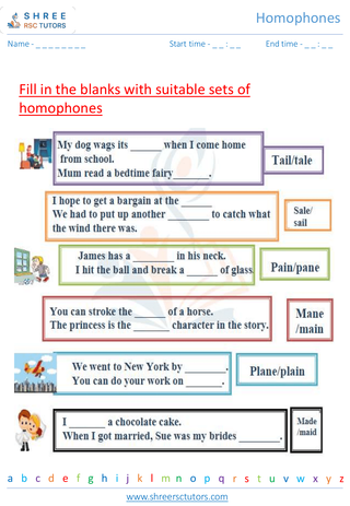 Grade 2  English worksheet: Homophones