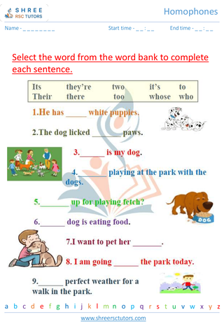 Grade 2  English worksheet: Homophones