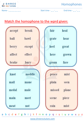 Grade 2  English worksheet: Homophones