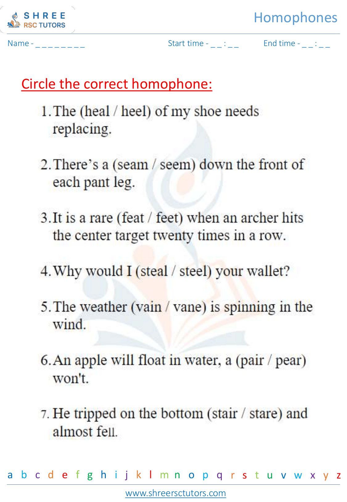 Homophones worksheets for Grade 2 English | shree rsc tutors