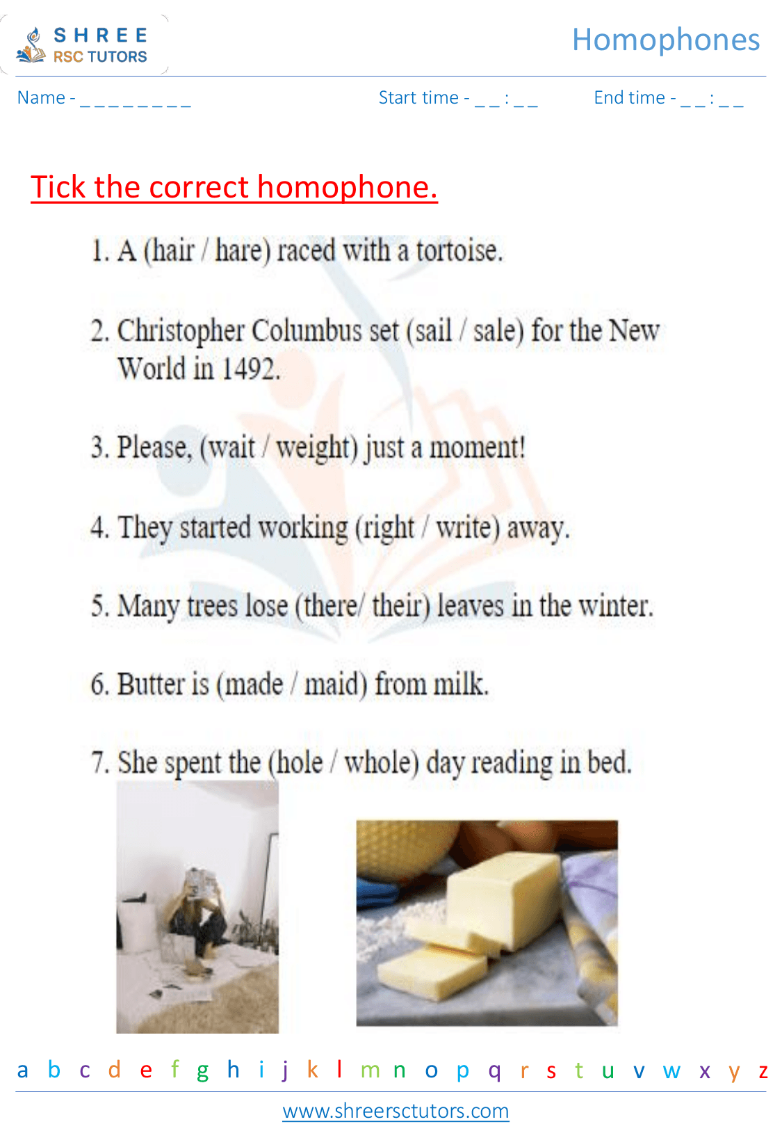 Homophones worksheets for Grade 2 English | shree rsc tutors