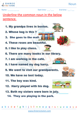 Grade 2  English worksheet: Noun