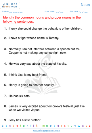 Grade 2  English worksheet: Noun