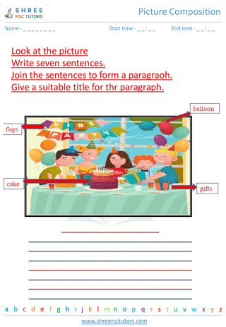 Grade 2  English worksheet: Picture composition
