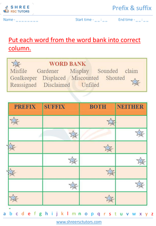 Grade 2  English worksheet: Prefix & Suffix