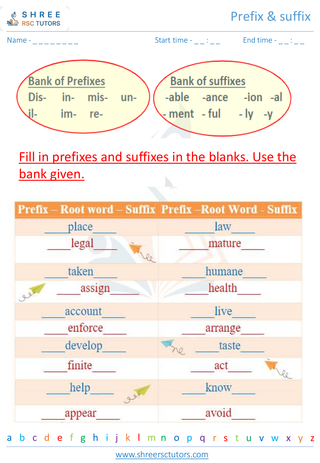 Grade 2  English worksheet: Prefix & Suffix