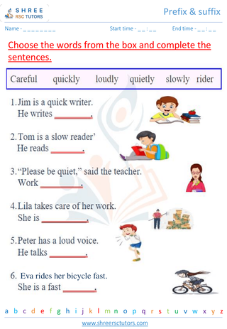 Grade 2  English worksheet: Prefix & Suffix