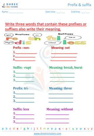 Grade 2  English worksheet: Prefix & Suffix