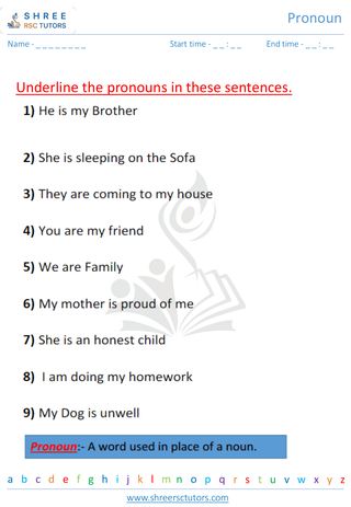 Grade 2  English worksheet: Pronoun