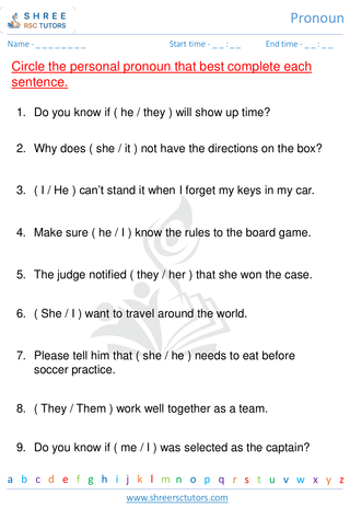 Grade 2  English worksheet: Pronoun