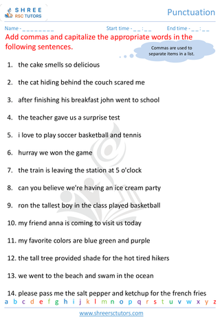 Grade 2  English worksheet: Punctuation
