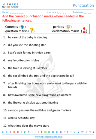 Grade 2  English worksheet: Punctuation