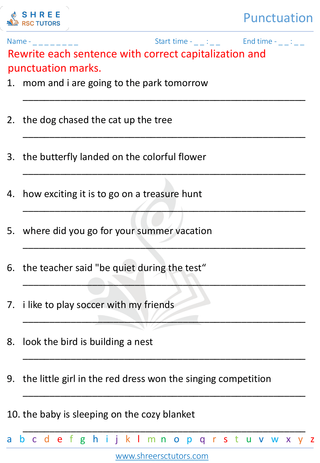 Grade 2  English worksheet: Punctuation