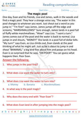 Grade 2  English worksheet: Reading comprehension