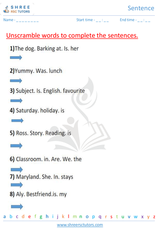 Grade 2  English worksheet: Sentence