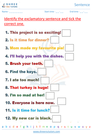 Grade 2  English worksheet: Sentence