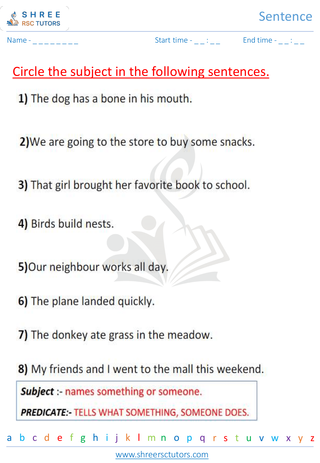 Grade 2  English worksheet: Sentence