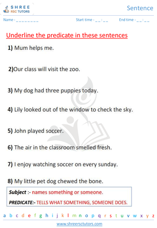 Grade 2  English worksheet: Sentence