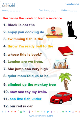 Grade 2  English worksheet: Sentence