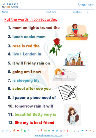 Grade 2  English worksheet: Sentence