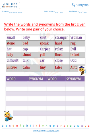Grade 2  English worksheet: Synonyms