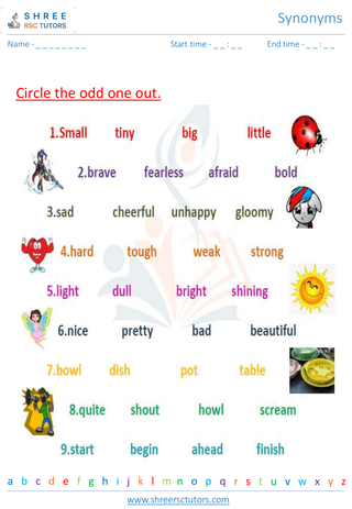 Grade 2  English worksheet: Synonyms