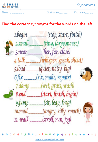 Grade 2  English worksheet: Synonyms