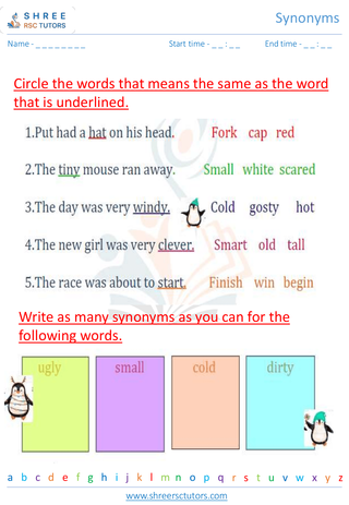 Grade 2  English worksheet: Synonyms