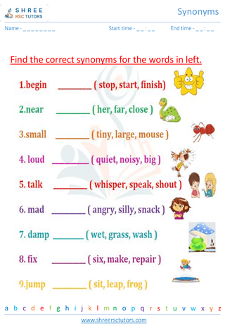 Grade 2  English worksheet: Synonyms