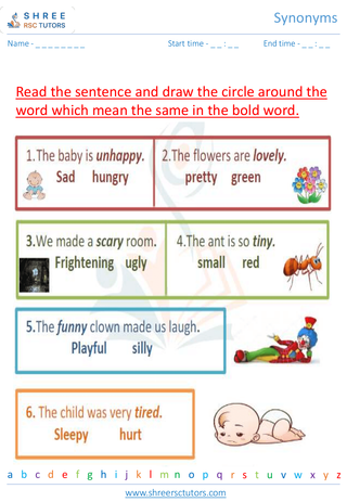 Grade 2  English worksheet: Synonyms