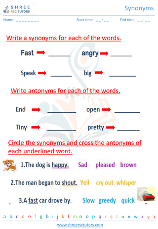 Grade 2  English worksheet: Synonyms